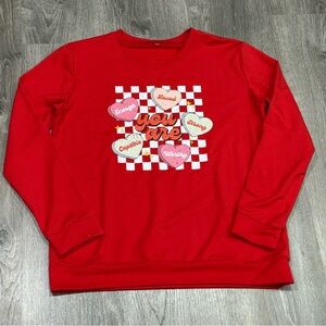 Valentines Women’s light Sweatshirt with Heart Design Size Large
